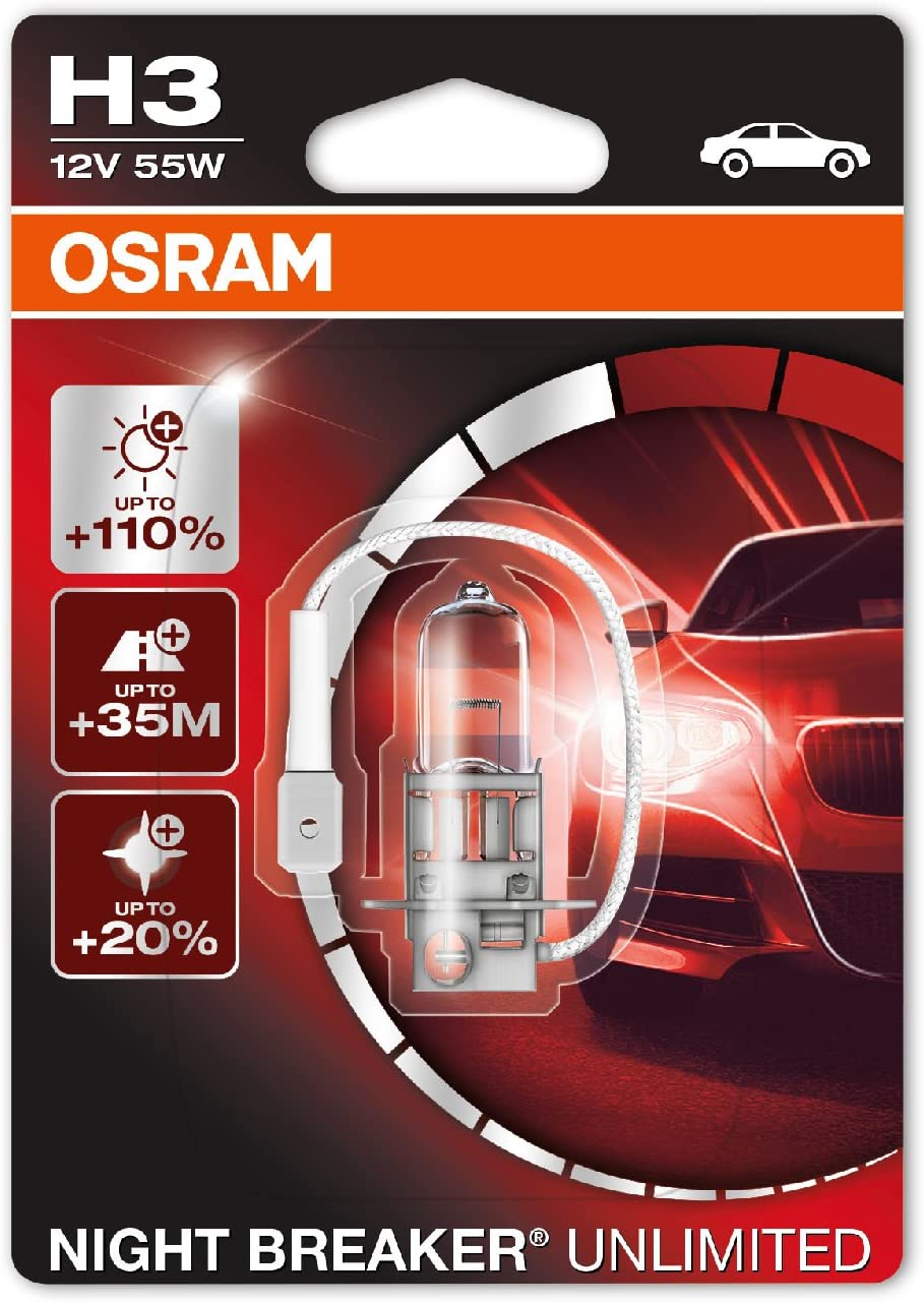 OSRAM NIGHT BREAKER UNLIMITED H3 Lampada alogena per proiettori 110% in ...